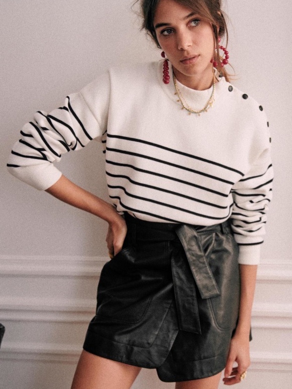 Pull gabin ecru marine Sezane